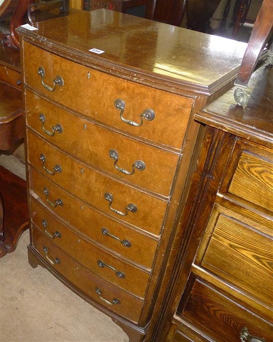 Burr walnut 6-drawer bowfront chest